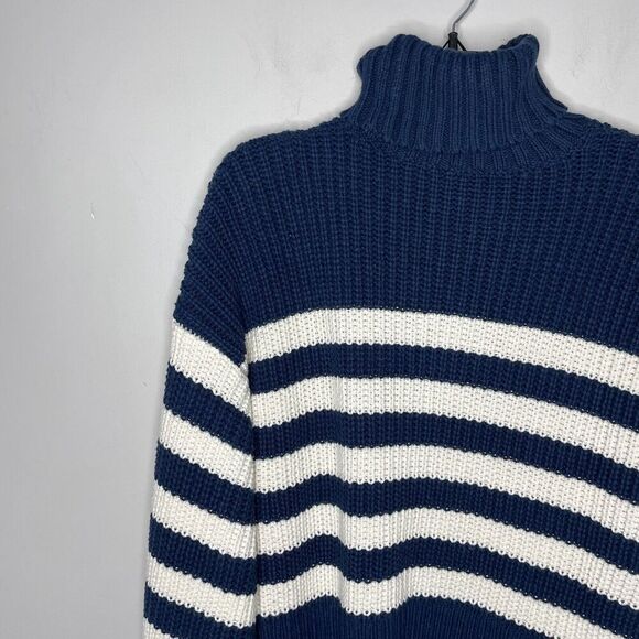 Madewell Navy and White Striped Turtleneck Sweater - Picture 11 of 16